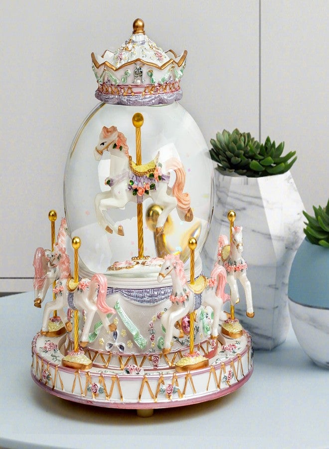 DANVON Gift Wrapped Carousel Horse Unicorn Music Box Snow Globe Color Changing LED Lights for Women Kids Baby Girls Mom Daughter Granddaughter Christmas Birthday Gifts Valentines Day Gift (White) - Image 4